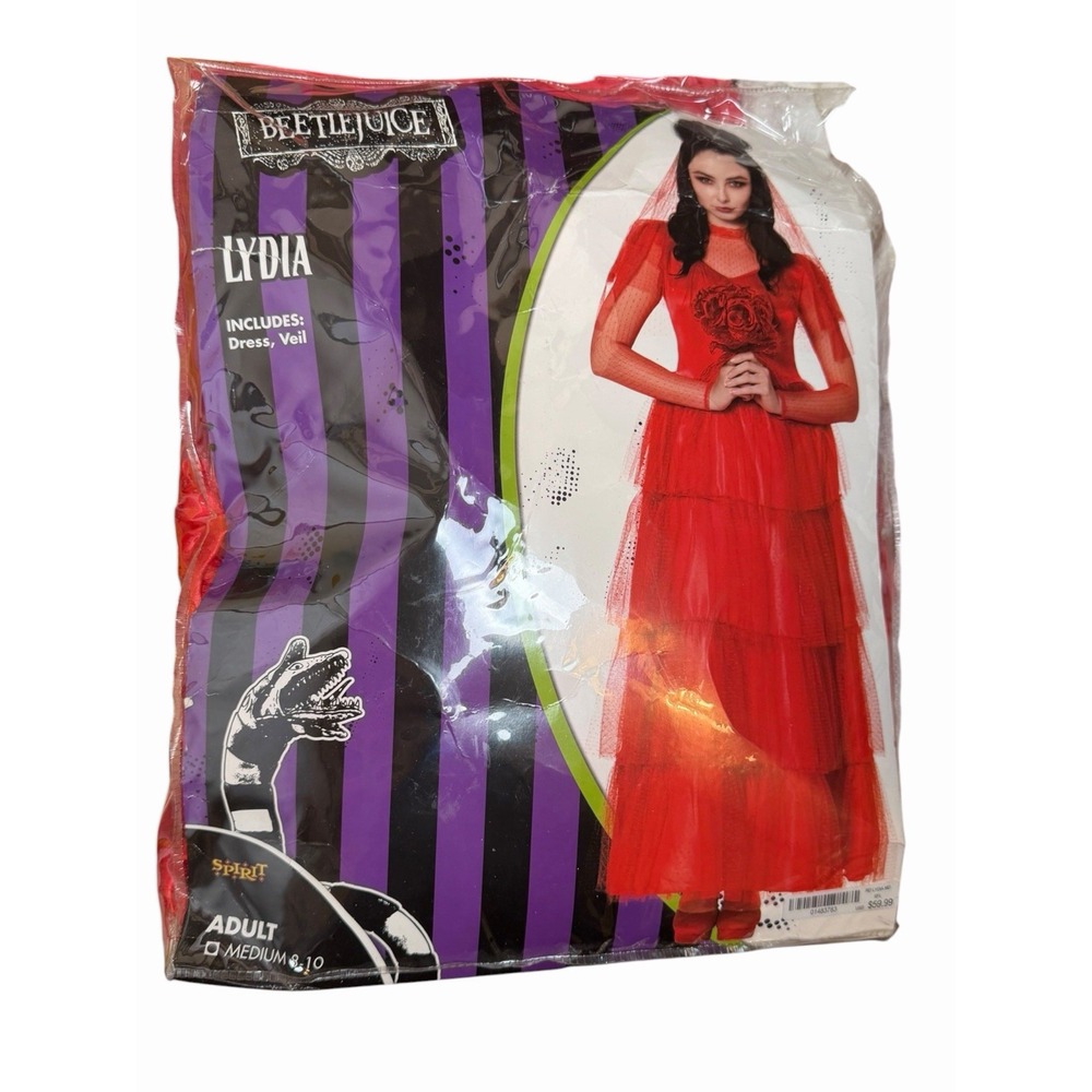 Beetlejuice Lydia Deetz Adult Size Medium Spirit Halloween Costume Dress Veil **